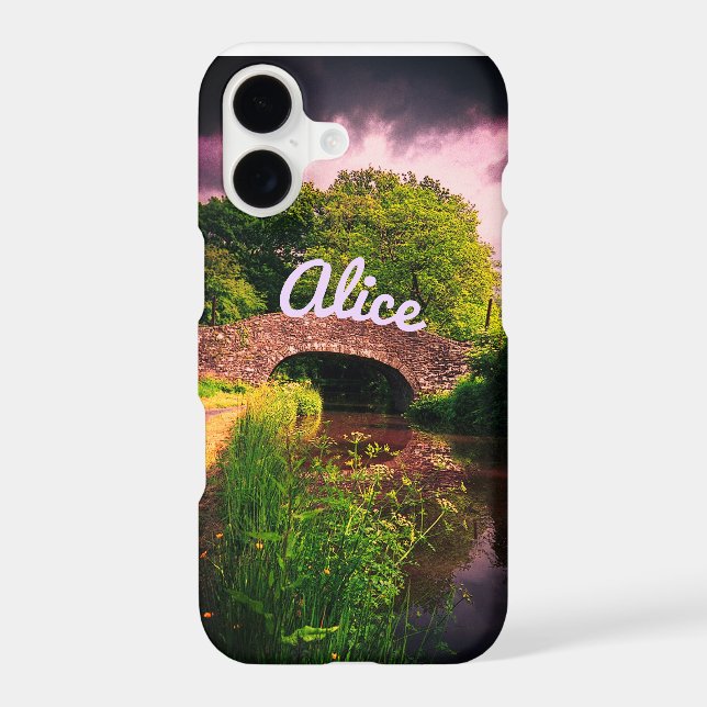 Canal at Brecon, Wales in summer plus your name iPhone Case (Back)