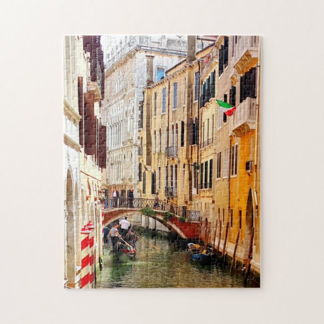 Canal between Venice Houses with gondolas, Italy Jigsaw Puzzle (Vertical)