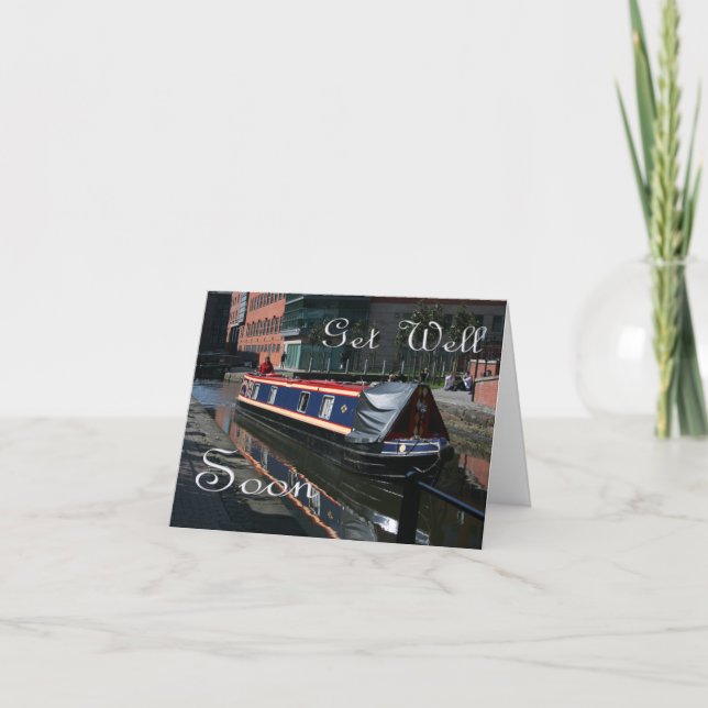 Canal Boat Get Well Soon Card (Front)