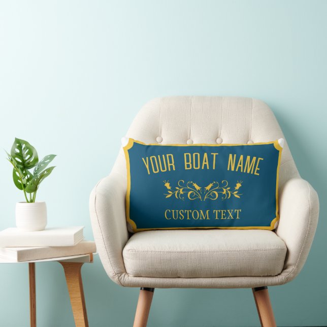 Canal Boat Traditional Custom Boat Name Sign  Lumbar Cushion (Chair)
