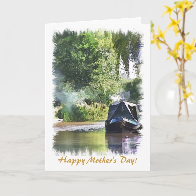 CANAL BOATS CARD (Yellow Flower)