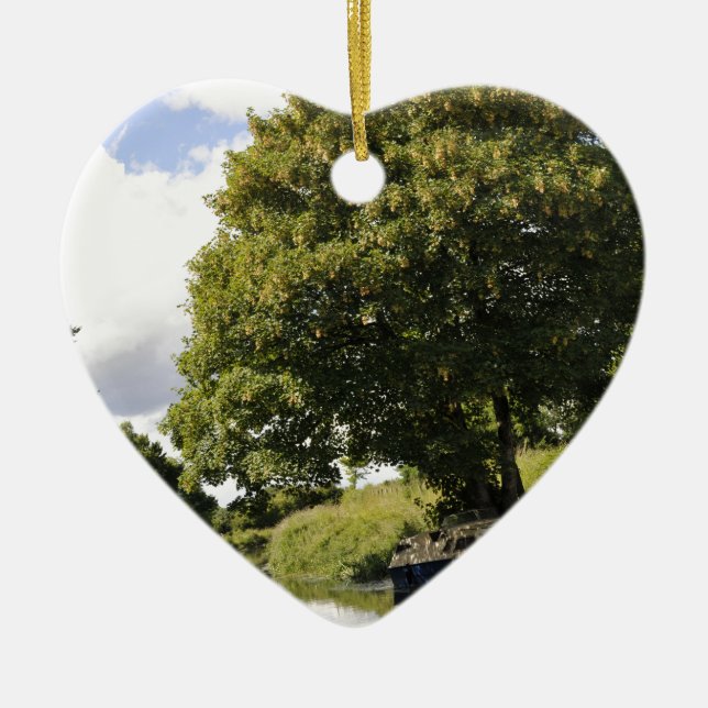 Canal Boats Ceramic Ornament (Front)