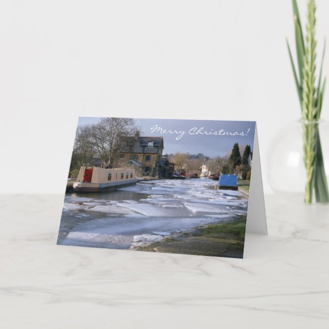 Canal boats christmas holiday card (Front)