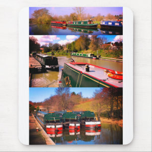 Canal boats mouse pad