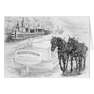 Canal Fulton Ohio Boat Horse Drawing by Kelli Swan