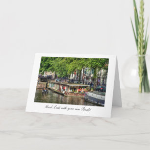Canal Houseboat - Good Luck with New Book Card