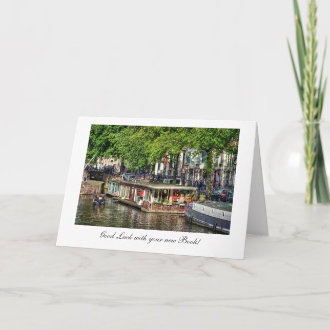 Canal Houseboat - Good Luck with New Book Card (Front)