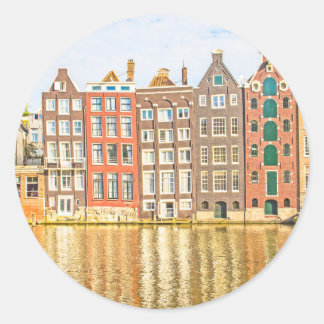 Canal in Amsterdam Classic Round Sticker