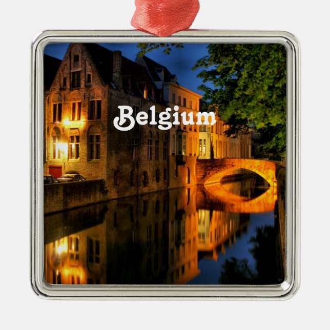 Canal in Belgium Metal Tree Decoration (Front)