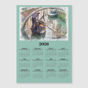 Canal in Venice Italy 2026 Calendar Magnetic Card