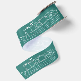 Canal Narrowboat Patterned Satin Ribbon