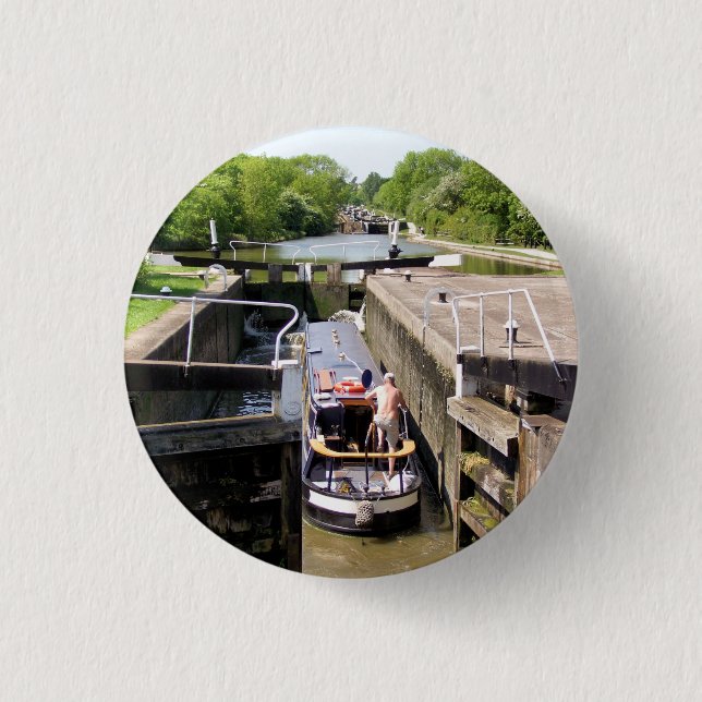 CANAL NARROWBOATS 3 CM ROUND BADGE (Front)