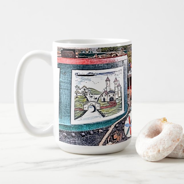 CANAL NARROWBOATS COFFEE MUG (With Donut)