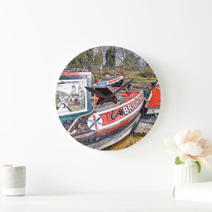 CANAL NARROWBOATS LARGE CLOCK