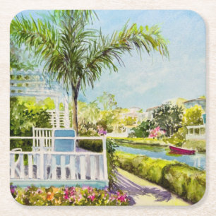 Canal Patio Square Paper Coaster