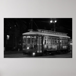 Canal Street Trolley (B&W) Poster