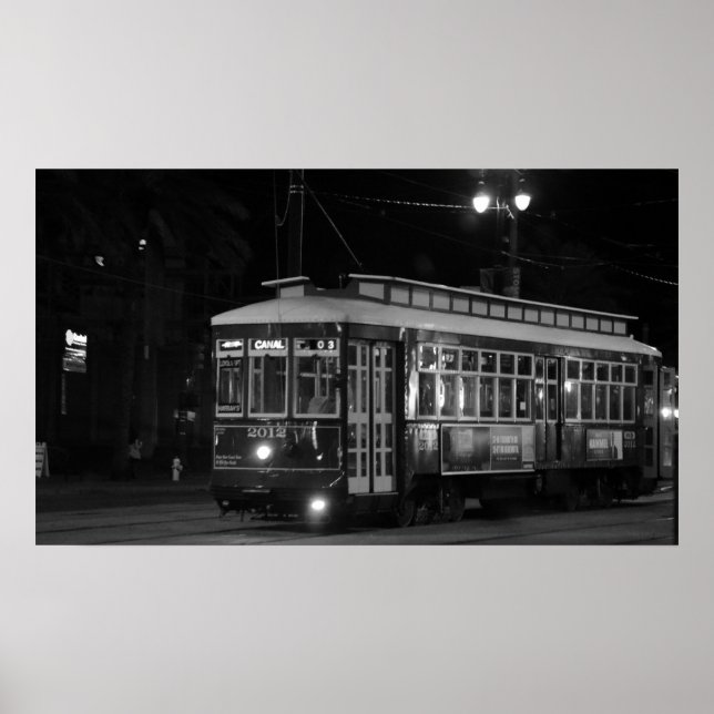 Canal Street Trolley (B&W) Poster (Front)