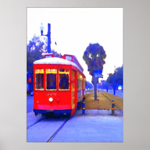 Canal Streetcar Line, Red Cars, Poster