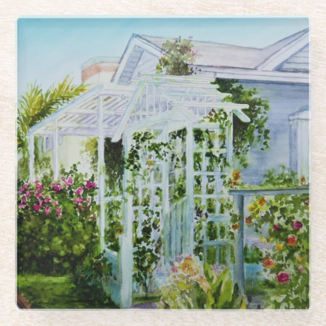 Canal Trellis Glass Coaster (Front)