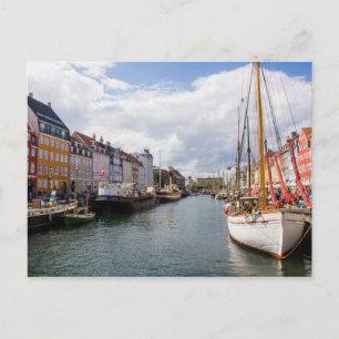 Canal with Boats   Copenhagen Postcard