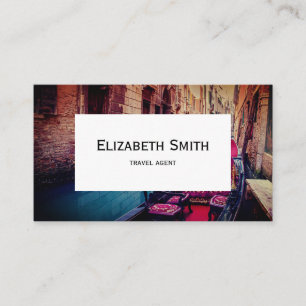 Canal with traditional gondola in Venice, Italy Business Card