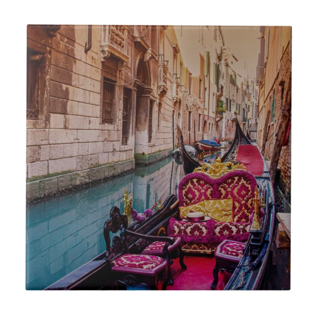 Canal with traditional gondola in Venice, Italy Ceramic Tile (Front)