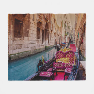 Canal with traditional gondola in Venice, Italy Fleece Blanket