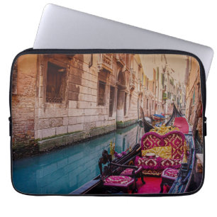 Canal with traditional gondola in Venice, Italy Laptop Sleeve