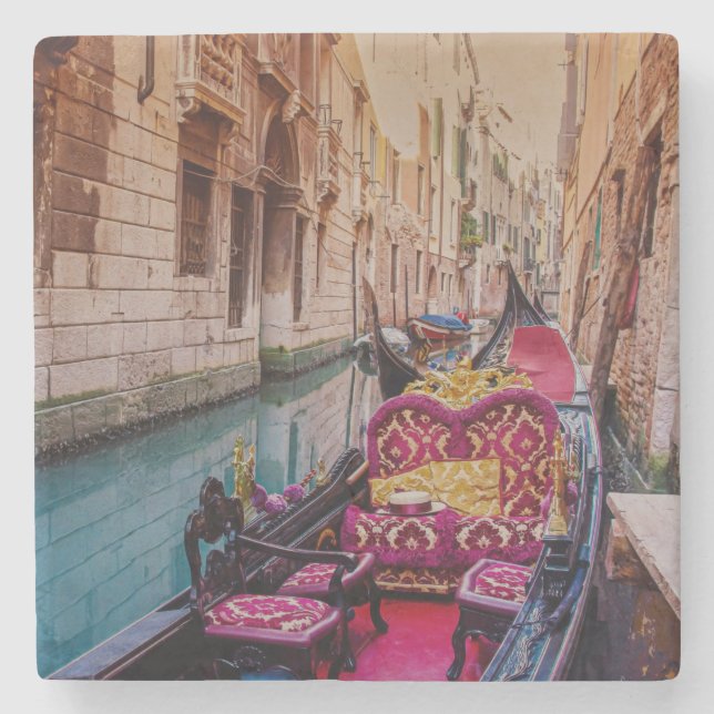 Canal with traditional gondola in Venice, Italy Stone Coaster (Front)