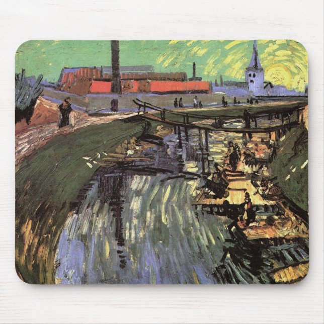Canal with Women Washing by Vincent van Gogh Mouse Pad (Front)