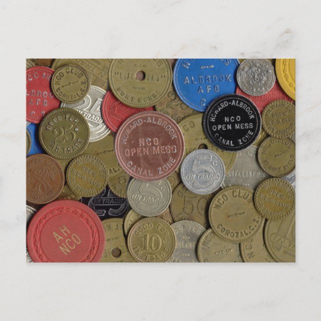 Canal Zone Tokens Collage Postcard (Front)