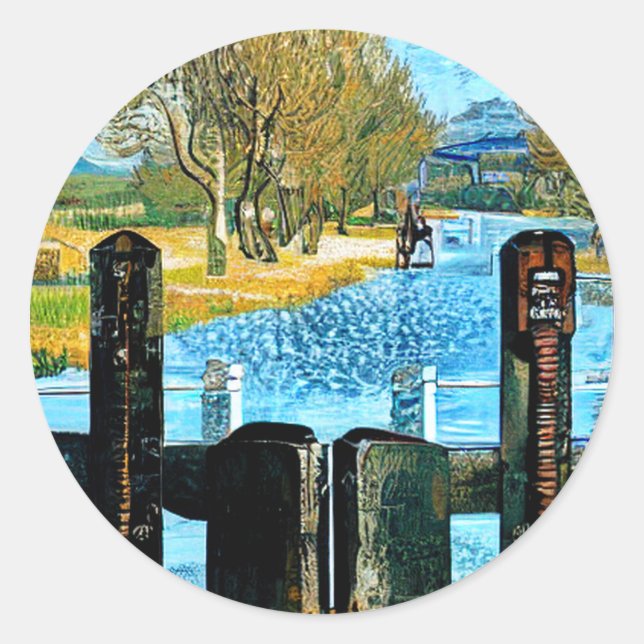 CANALS AND NARROWBOATS CLASSIC ROUND STICKER (Front)