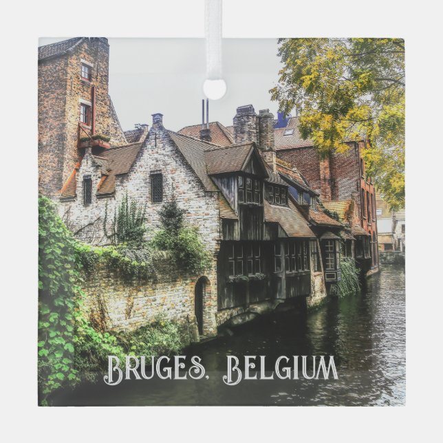 Canals of Bruges Glass Tree Decoration (Front)