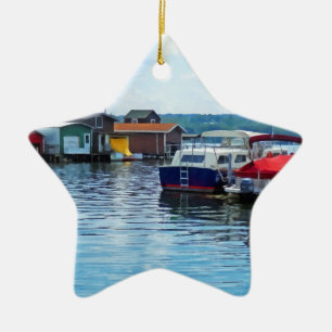 Canandaigua Fishing Shacks Ceramic Tree Decoration