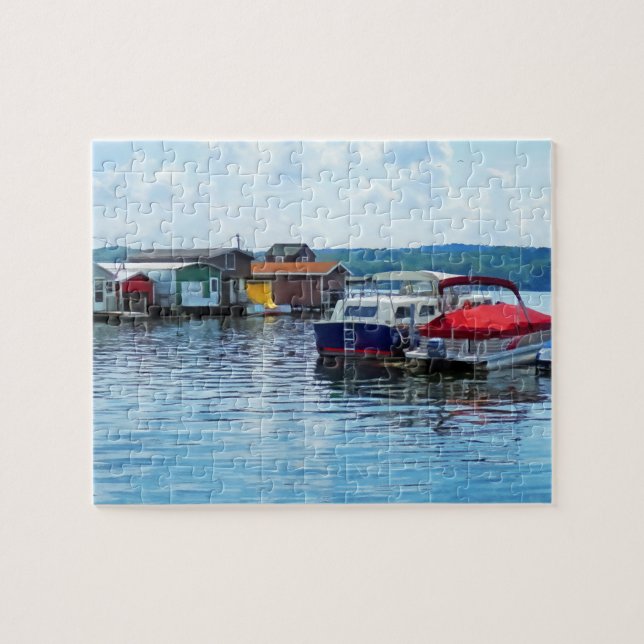 Canandaigua Fishing Shacks Jigsaw Puzzle (Horizontal)