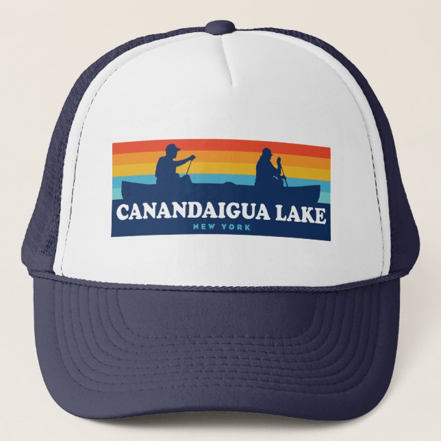 Canandaigua Lake New York Canoe Trucker Hat (Front)
