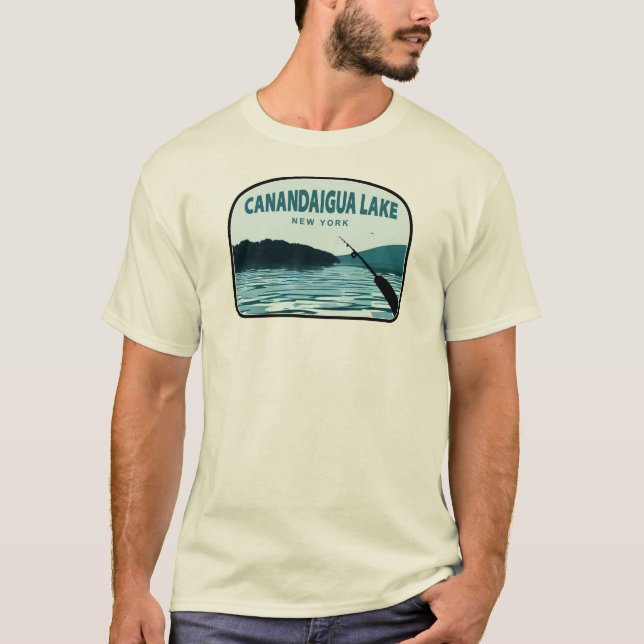 Canandaigua Lake New York Fishing Rod T-Shirt (Front)
