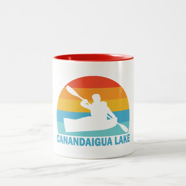 Canandaigua Lake New York Kayak Two-Tone Coffee Mug (Center)
