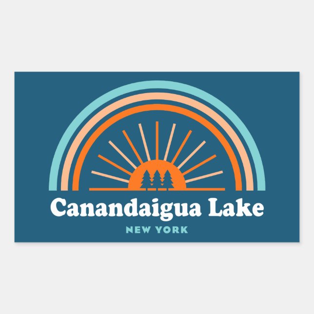 Canandaigua Lake New York Rainbow Rectangular Sticker (Front)