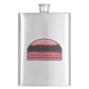 Canandaigua Lake New York Red Sunrise Hip Flask