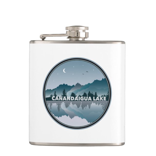 Canandaigua Lake New York Reflection Hip Flask (Front)