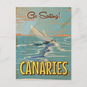 Canaries vintage travel poster postcard