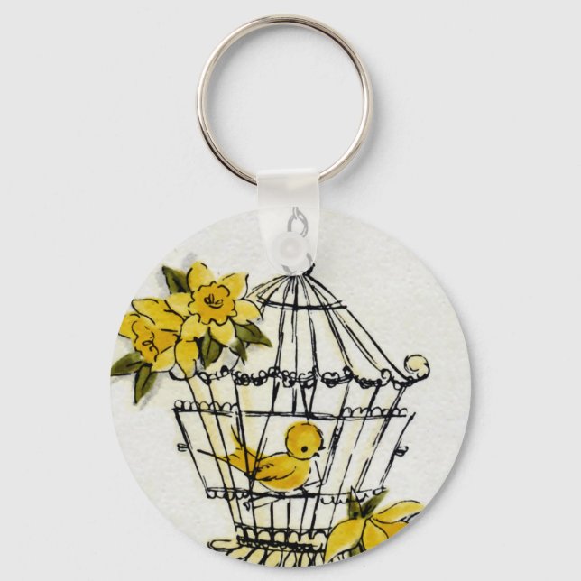 Canary and Dafodills Key Ring (Front)