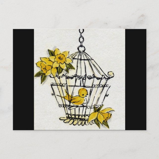 Canary and Dafodills Postcard (Front)
