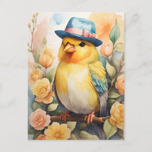 Canary in a Fedora Hat Postcard