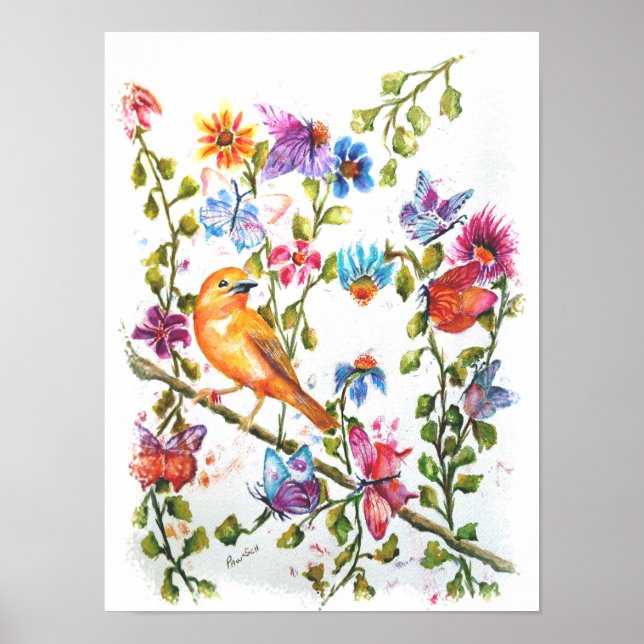 Canary in a Flower Garden Poster (Front)