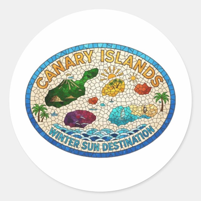 CANARY ISLANDS CLASSIC ROUND STICKER (Front)