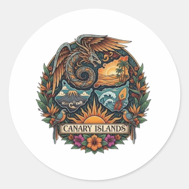 CANARY ISLANDS CLASSIC ROUND STICKER (Front)