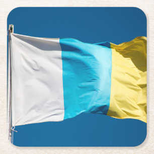 Canary Islands Flag Square Paper Coaster