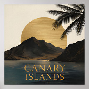 Canary Islands Golden Sunset Mountains Poster